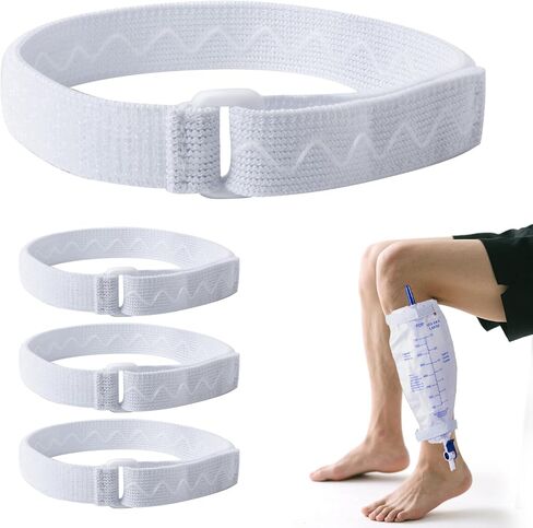 Anti-Slip Catheter Leg Bag Strap, 16 in / 40 cm | Silicone Grip, Adjustable Hook-and-Loop | Thigh Placement, Extended Fit for Foley Drainage Bags | Reusable, Washable 4PCS in Saudi Arabia