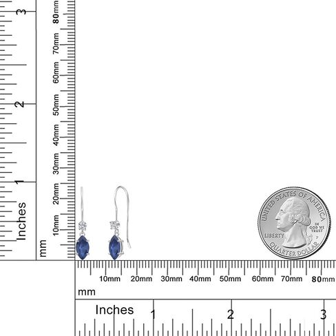 Gem Stone King 14K White Gold Blue Sapphire and Lab Grown Diamond Earrings for Women | 1.39 Cttw | Gemstone September Birthstone | Marquise 8X4MM in Kuwait