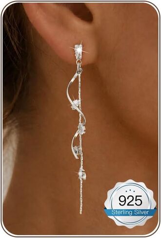 Dangle Earrings for Women Trendy 14K Gold Plated / 925 Sterling Silver Brides Drop Dangle Cubic Zirconia Pearl Elegant Prom Bridal Bridesmaids Wedding Anniversary Dangling Jewelry in Saudi Arabia