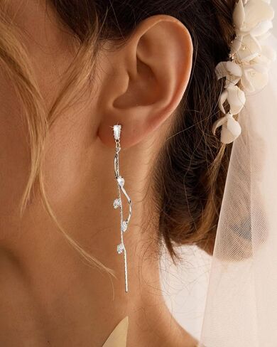 Dangle Earrings for Women Trendy 14K Gold Plated / 925 Sterling Silver Brides Drop Dangle Cubic Zirconia Pearl Elegant Prom Bridal Bridesmaids Wedding Anniversary Dangling Jewelry in Saudi Arabia