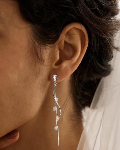 Dangle Earrings for Women Trendy 14K Gold Plated / 925 Sterling Silver Brides Drop Dangle Cubic Zirconia Pearl Elegant Prom Bridal Bridesmaids Wedding Anniversary Dangling Jewelry in Saudi Arabia