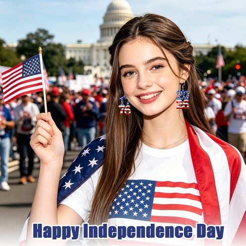 Mysense 250 Anniversary USA Merchandise, Patriotic Red White Blue Dangle Earrings, 4th of July Accessories for Women, Perfect for Holiday Outfits & Patriotic Gift in Saudi Arabia