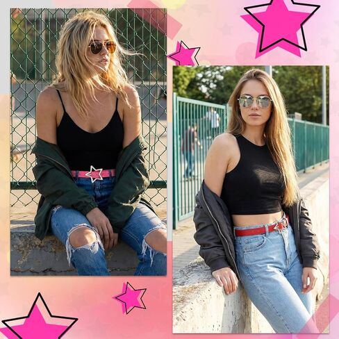 JATEBI 3 Pcs Retro Y2k Star Waist Belt for Women Goth Punk Rock Belt Vintage Accessories Adjustable Faux Leather Belts in Kuwait
