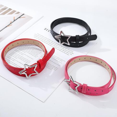 JATEBI 3 Pcs Retro Y2k Star Waist Belt for Women Goth Punk Rock Belt Vintage Accessories Adjustable Faux Leather Belts in Kuwait