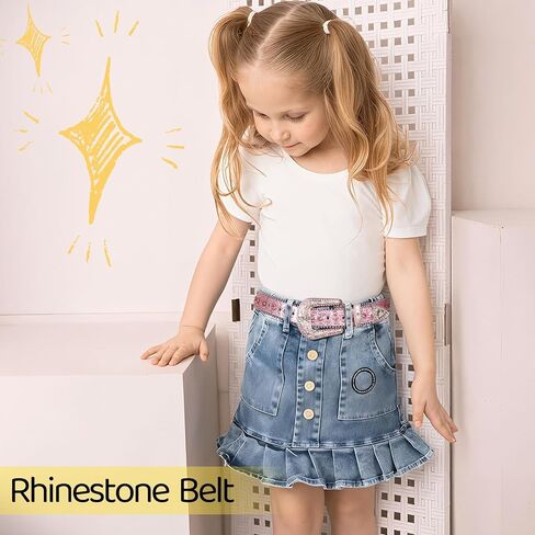 Rhinestone Belt for Girls Boys Kids Western Cowboy Belt Diamond Sequin Bling Leather Girls Cowgirl Belt for Kids Gift in Kuwait