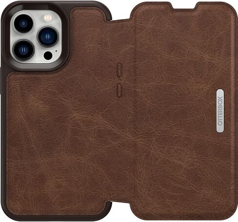 OtterBox Strada Case for iPhone 13 Pro, Shockproof, Drop Proof, Premium Leather Protective Folio with Two Card Holders, 3X Tested to Military Standard, Brown in Saudi Arabia