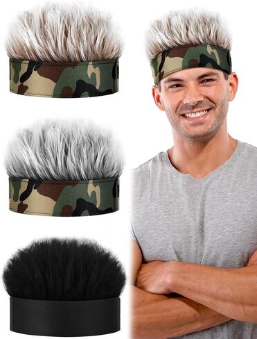 3 Pcs Men's Novelty Hair Hats Spiked Funny Golf Visors Adjustable Wig Visor Hat Wig Peaked for Men Women Gifts in Kuwait