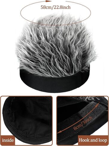3 Pcs Men's Novelty Hair Hats Spiked Funny Golf Visors Adjustable Wig Visor Hat Wig Peaked for Men Women Gifts in Kuwait