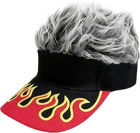 Men's Novelty Visor Cap with Fake Hairs Funny Spiked Wigs Fake Hair Baseball Hat Adjustable Peaked Outdoor Golf Sun Hat in Kuwait