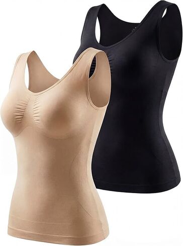 ATTLADY Shapewear Tank Tops for Women - Tummy & Waist Control Compression Camisole | Slimming Seamless V-Neck Body Shaper Vest in Saudi Arabia