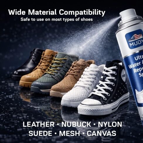 MUDY Shoe Protector Spray, Suede Protector Spray, Aerosol Water Repellent, Rain and Stain Waterproof Nano Protection for Sneaker, Leather, Nubuck, Suede, Canvas, Textiles, Bags 10.15FlOz in Saudi Arabia