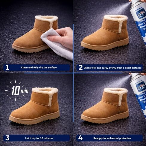 MUDY Shoe Protector Spray, Suede Protector Spray, Aerosol Water Repellent, Rain and Stain Waterproof Nano Protection for Sneaker, Leather, Nubuck, Suede, Canvas, Textiles, Bags 10.15FlOz in Saudi Arabia