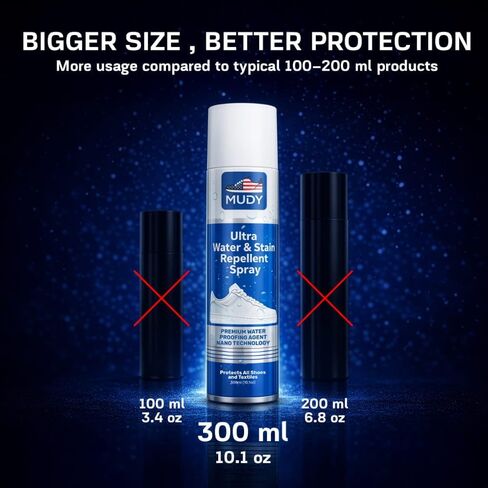 MUDY Shoe Protector Spray, Suede Protector Spray, Aerosol Water Repellent, Rain and Stain Waterproof Nano Protection for Sneaker, Leather, Nubuck, Suede, Canvas, Textiles, Bags 10.15FlOz in Saudi Arabia