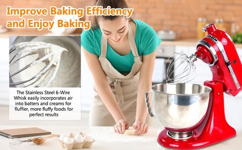 Upgraded Stainless Steel 6-Wire Whip Attachment Compatible with KitchenAid 4.5-5 Quart Tilt-Head Stand Mixer,Dishwasher Safe in Saudi Arabia