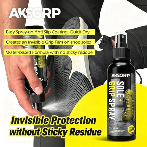 Grip Spray, Anti Slip Shoe Grip Spray for Shoes Bottom, Non Slip Spray for Sports & Dressing Shoes, Heels, Sandals, Slippers - Improves Shoe Sole Traction on Wet & Slippery Floor - 120ml in Saudi Arabia