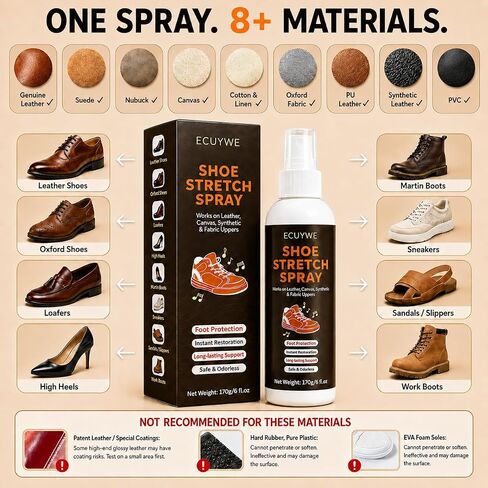 Shoe Stretch Spray for Tight Shoes, Shoe Softener Spray for Leather, Canvas, Synthetic & Fabric Shoes, Helps Improve Shoe Fit, Shoe Stretcher Spray for Women and Men, 6 fl oz in Saudi Arabia
