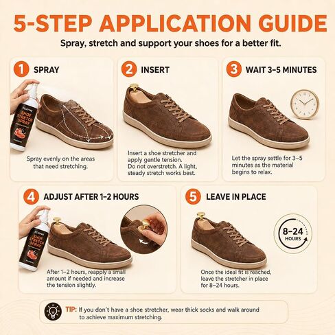 Shoe Stretch Spray for Tight Shoes, Shoe Softener Spray for Leather, Canvas, Synthetic & Fabric Shoes, Helps Improve Shoe Fit, Shoe Stretcher Spray for Women and Men, 6 fl oz in Saudi Arabia