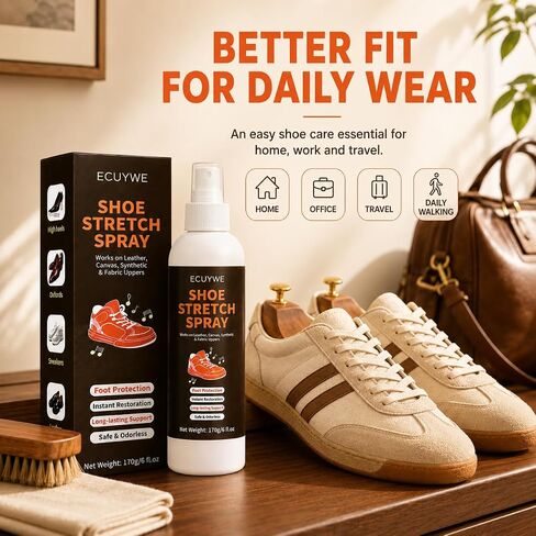 Shoe Stretch Spray for Tight Shoes, Shoe Softener Spray for Leather, Canvas, Synthetic & Fabric Shoes, Helps Improve Shoe Fit, Shoe Stretcher Spray for Women and Men, 6 fl oz in Saudi Arabia
