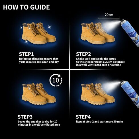 Shoe Protector Spray - Nano Waterproof Spray for Shoes and Sneakers, Invisible Water Repellent & Stain Protectant for Leather, Nubuck, Canvas & Fabric, 10.15oz in Saudi Arabia