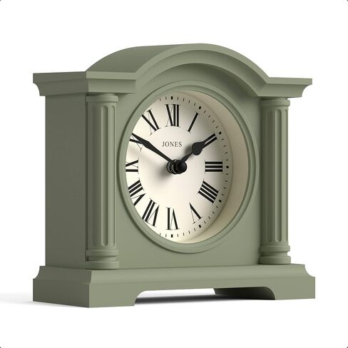 JONES CLOCKS® Kensington Mantel Clock | Small Classic Arch top Clock | Sage Green | Stylish & Contemporary | Ideal for Desk, Mantelpiece, Bookshelf or Bedside in Kuwait