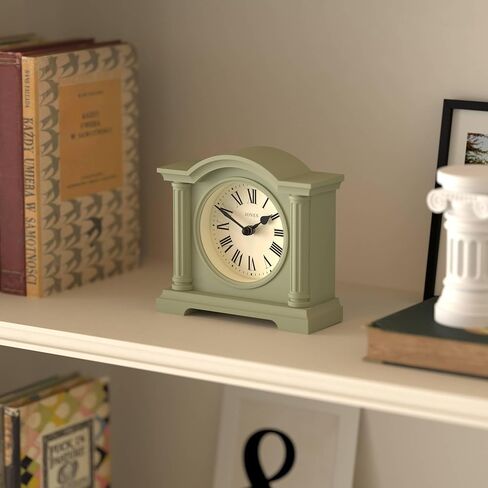 JONES CLOCKS® Kensington Mantel Clock | Small Classic Arch top Clock | Sage Green | Stylish & Contemporary | Ideal for Desk, Mantelpiece, Bookshelf or Bedside in Kuwait