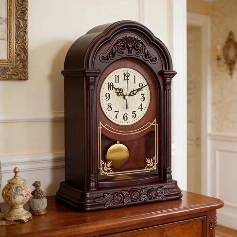 rnuie Retro Mantel Clock with Silent Movement.Battery-Operated.Easy to Read Dial,Ideal for Fireplace Mantels,Living Rooms,Bedrooms,Offices and Desktop Display. in Saudi Arabia