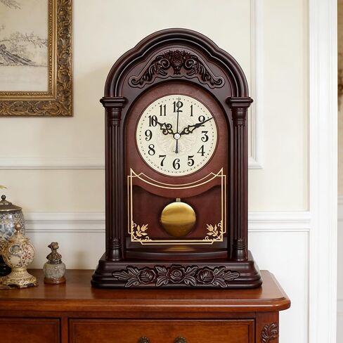 rnuie Retro Mantel Clock with Silent Movement.Battery-Operated.Easy to Read Dial,Ideal for Fireplace Mantels,Living Rooms,Bedrooms,Offices and Desktop Display. in Saudi Arabia