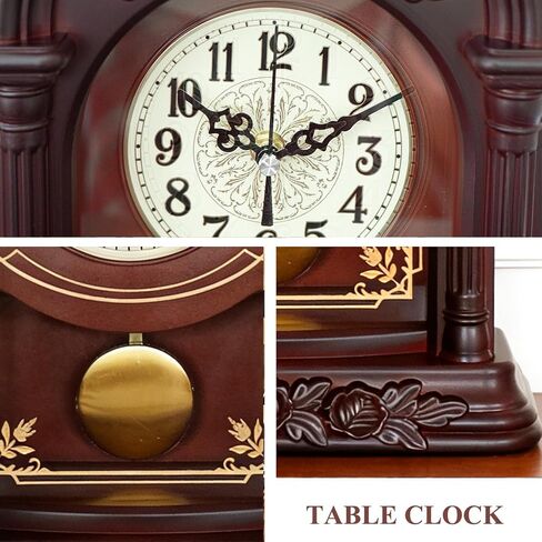 rnuie Retro Mantel Clock with Silent Movement.Battery-Operated.Easy to Read Dial,Ideal for Fireplace Mantels,Living Rooms,Bedrooms,Offices and Desktop Display. in Saudi Arabia