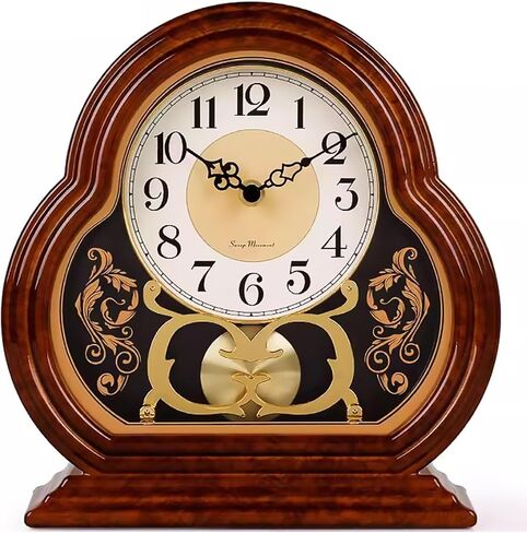 Mantel Clock Battery Operated, Wood Grain Mantle Clocks with Silent Movement, Vintage Table Clock Above Fireplace Mantel for Living Room Office Desk Shelf & Home Décor in Kuwait