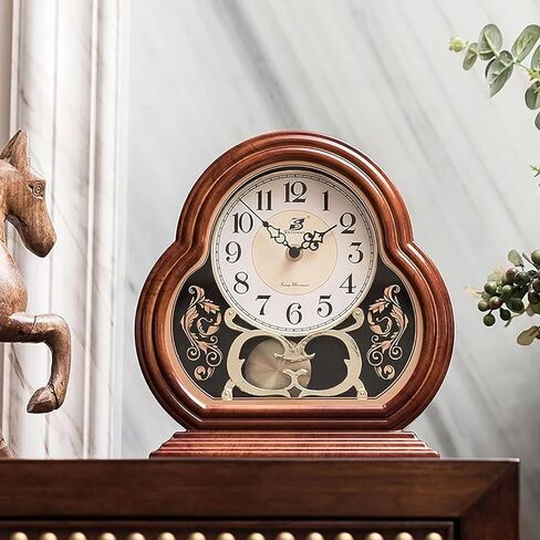 Mantel Clock Battery Operated, Wood Grain Mantle Clocks with Silent Movement, Vintage Table Clock Above Fireplace Mantel for Living Room Office Desk Shelf & Home Décor in Kuwait