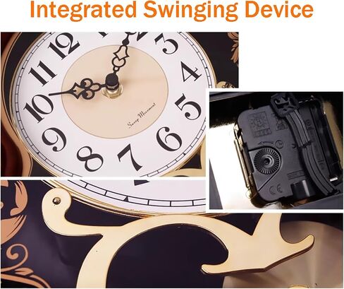 Mantel Clock Battery Operated, Wood Grain Mantle Clocks with Silent Movement, Vintage Table Clock Above Fireplace Mantel for Living Room Office Desk Shelf & Home Décor in Kuwait