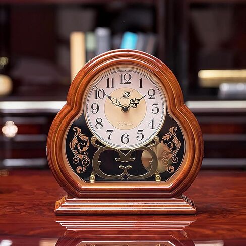 Mantel Clock Battery Operated, Wood Grain Mantle Clocks with Silent Movement, Vintage Table Clock Above Fireplace Mantel for Living Room Office Desk Shelf & Home Décor in Kuwait