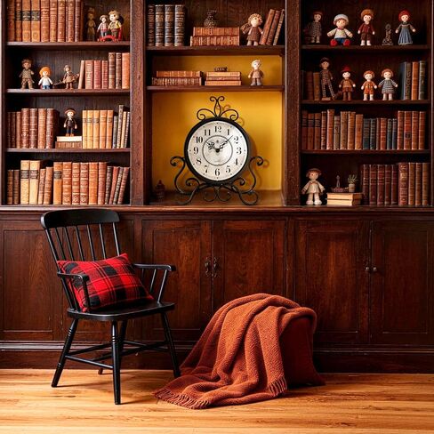 Vintage Table Clock on Stand - Desk Mantel Clock for Living Room Bedroom Decor, Silent Rustic Shelf Clock with Metal Frame Fireplace Clock Battery Operated for Office Desktop Home Decor in Saudi Arabia