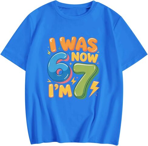 I was 6 Now Im 7 Birthday Decorations Shirts Boy 7yr Old Gifts Shirt Boys 7th Party Graphic Tee Cute Tshirt for Kids in Saudi Arabia