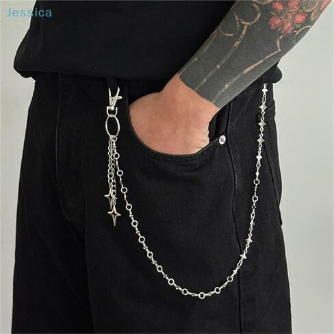 Silver Star Pendant Pants Chain Edgy Streetwear Waist Chain for Jeans Casual Outfits Punk Hip Hop for Women in Kuwait