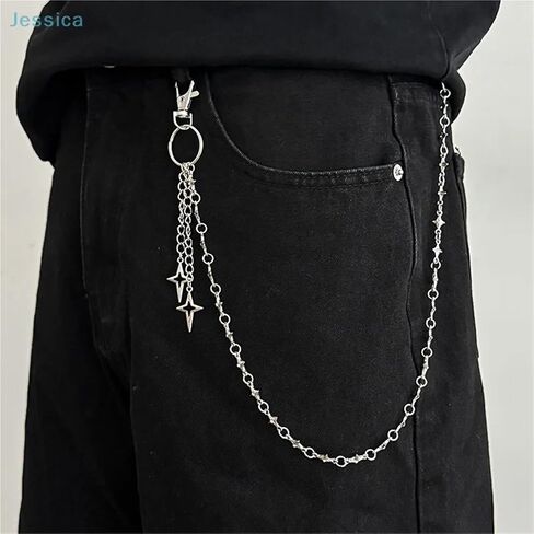 Silver Star Pendant Pants Chain Edgy Streetwear Waist Chain for Jeans Casual Outfits Punk Hip Hop for Women in Kuwait