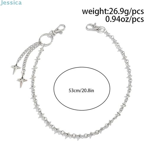 Silver Star Pendant Pants Chain Edgy Streetwear Waist Chain for Jeans Casual Outfits Punk Hip Hop for Women in Kuwait