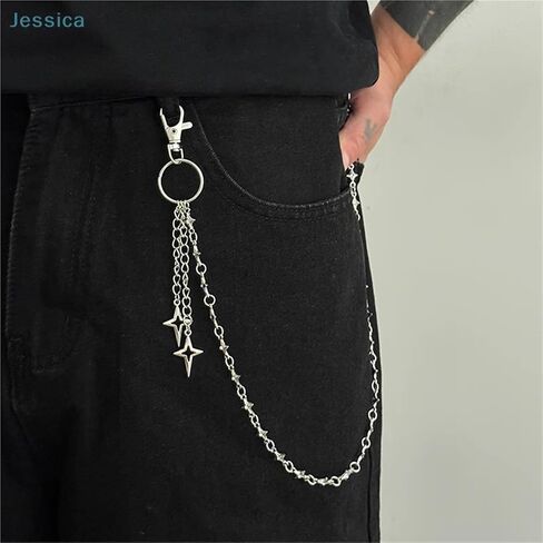 Silver Star Pendant Pants Chain Edgy Streetwear Waist Chain for Jeans Casual Outfits Punk Hip Hop for Women in Kuwait