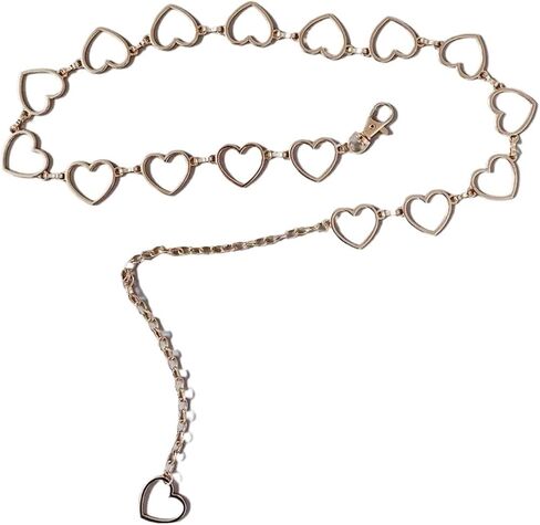 Women's Metal Waist Chain Fashion Heart Versatile Decoration Personalized Pant Chain with Jeans Dress 3cm Width in Kuwait