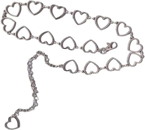 Women's Metal Waist Chain Fashion Heart Versatile Decoration Personalized Pant Chain with Jeans Dress 3cm Width in Kuwait