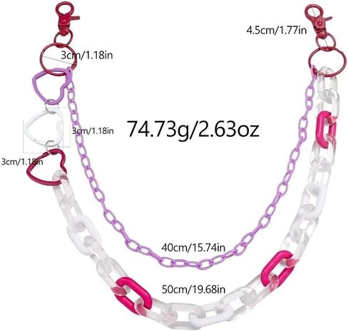 Rainbow Resin Hip Hop Waist Chain Jeans Pants Y2K Punk Rock Pendant Pant Chain Accessories for Men Women 50cm in Kuwait