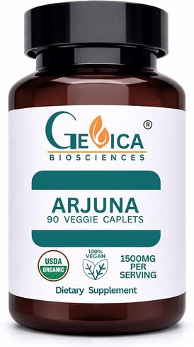 Arjuna – USDA Organic, 1500 mg per Serving, Terminalia Arjuna Bark, No Extract, NPOP & BioAgriCert Certified, 90 Vegan Caplets in Saudi Arabia
