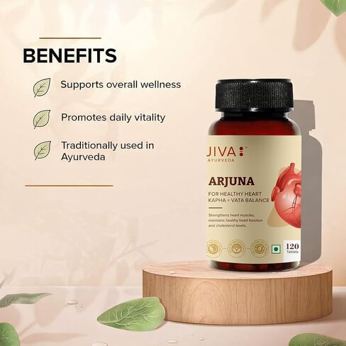 Jiva Ayurveda Arjuna (Terminalia Arjuna) Supplement – 120 Tablets – Pure Bark Botanical Formula for Daily Vitality & Systemic Wellness in Saudi Arabia