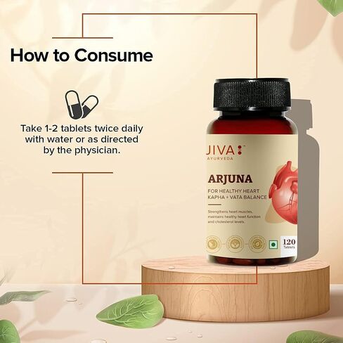Jiva Ayurveda Arjuna (Terminalia Arjuna) Supplement – 120 Tablets – Pure Bark Botanical Formula for Daily Vitality & Systemic Wellness in Saudi Arabia