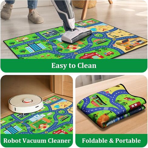 Road Rug for Kids 2×3 Ft - Interactive City Car Track Play Mat, Smooth Low-Pile Carpet with TPR Non-Slip Backing, Educational Traffic Play Rug for Playroom Classroom Nursery in Saudi Arabia
