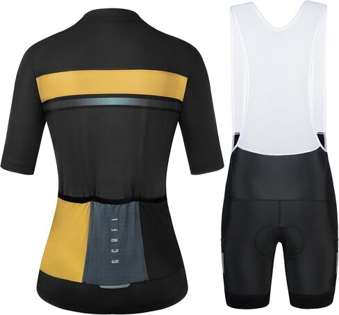 GCRFL Cycling Jersey Set Short Sleeves Bike Jersey Womens Bib Shorts High Density Pad, Lightweight PRO Race Fit Zipper Pocket in Saudi Arabia