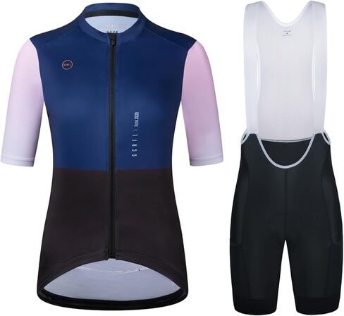 GCRFL Cycling Jersey Set Short Sleeves Bike Jersey Womens Bib Shorts High Density Pad, Lightweight PRO Race Fit Zipper Pocket in Saudi Arabia