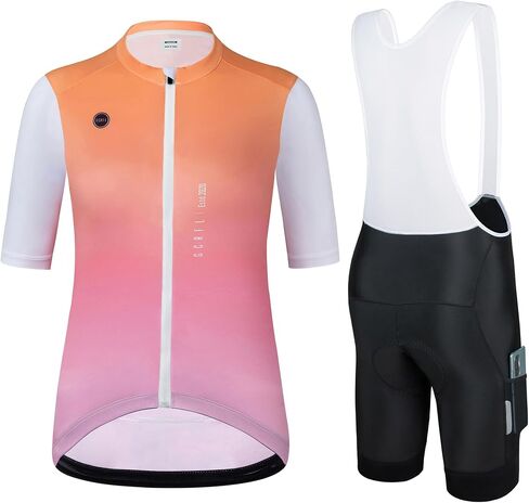 GCRFL Cycling Jersey Set Short Sleeves Bike Jersey Womens Bib Shorts High Density Pad, Lightweight PRO Race Fit Zipper Pocket in Saudi Arabia