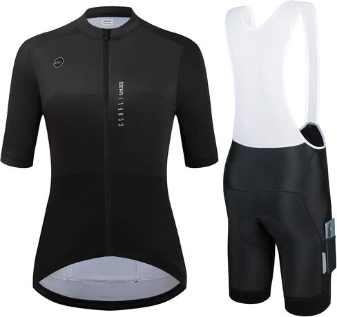 GCRFL Cycling Jersey Set Short Sleeves Bike Jersey Womens Bib Shorts High Density Pad, Lightweight PRO Race Fit Zipper Pocket in Saudi Arabia