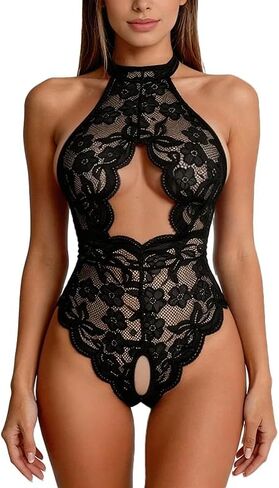 Glox Women Sexy Lingerie Soft Lace Teddy Bodysuit One Piece Babydoll Mesh Sleepwear Nightgowns in Kuwait